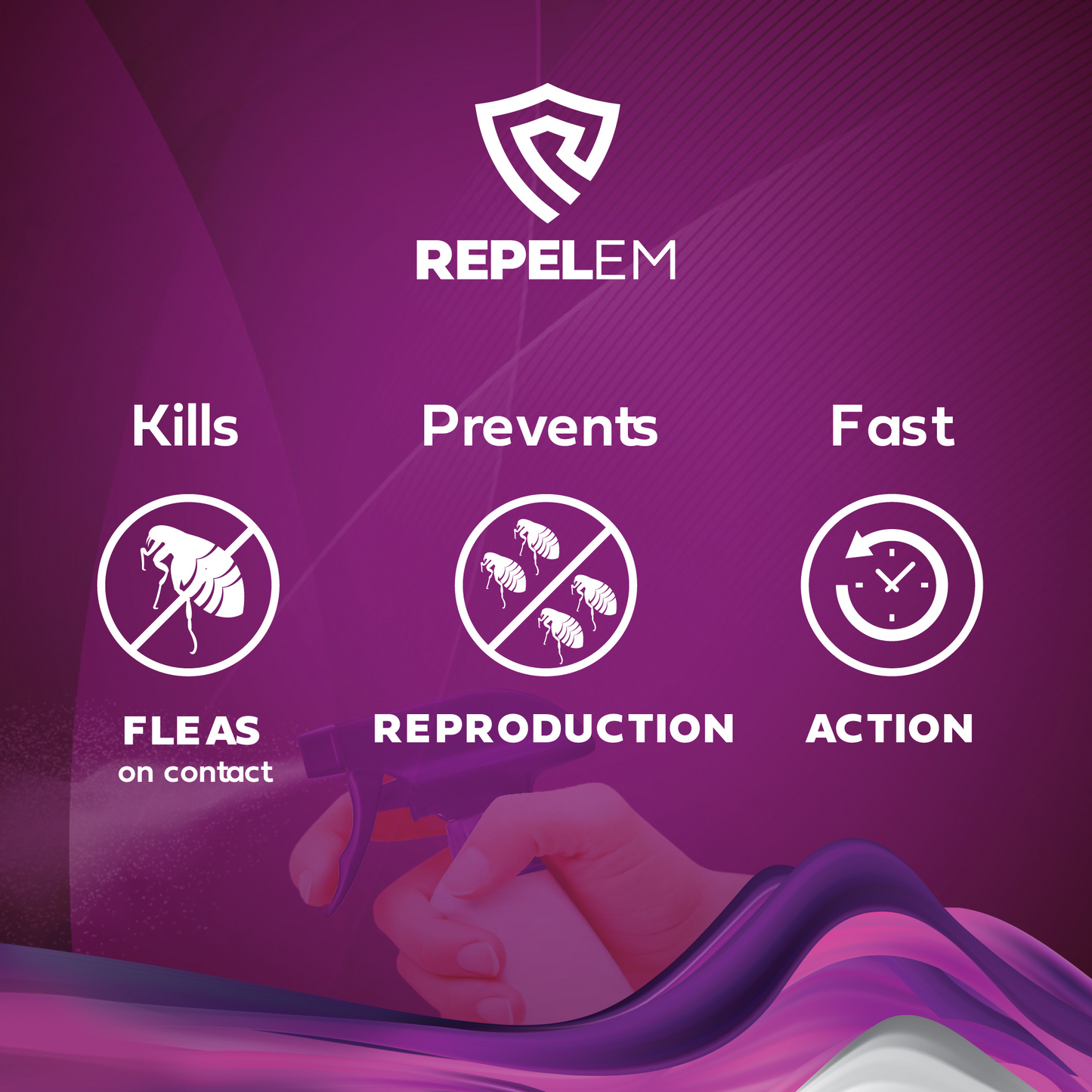 REPELEM Flea Killer Kills fleas, prevents reinfestation, fast action product.