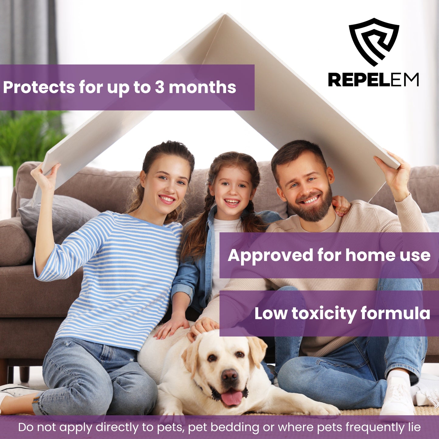 REPELEM Flea Killer is HSE approved for home use and has a low toxicity formula.