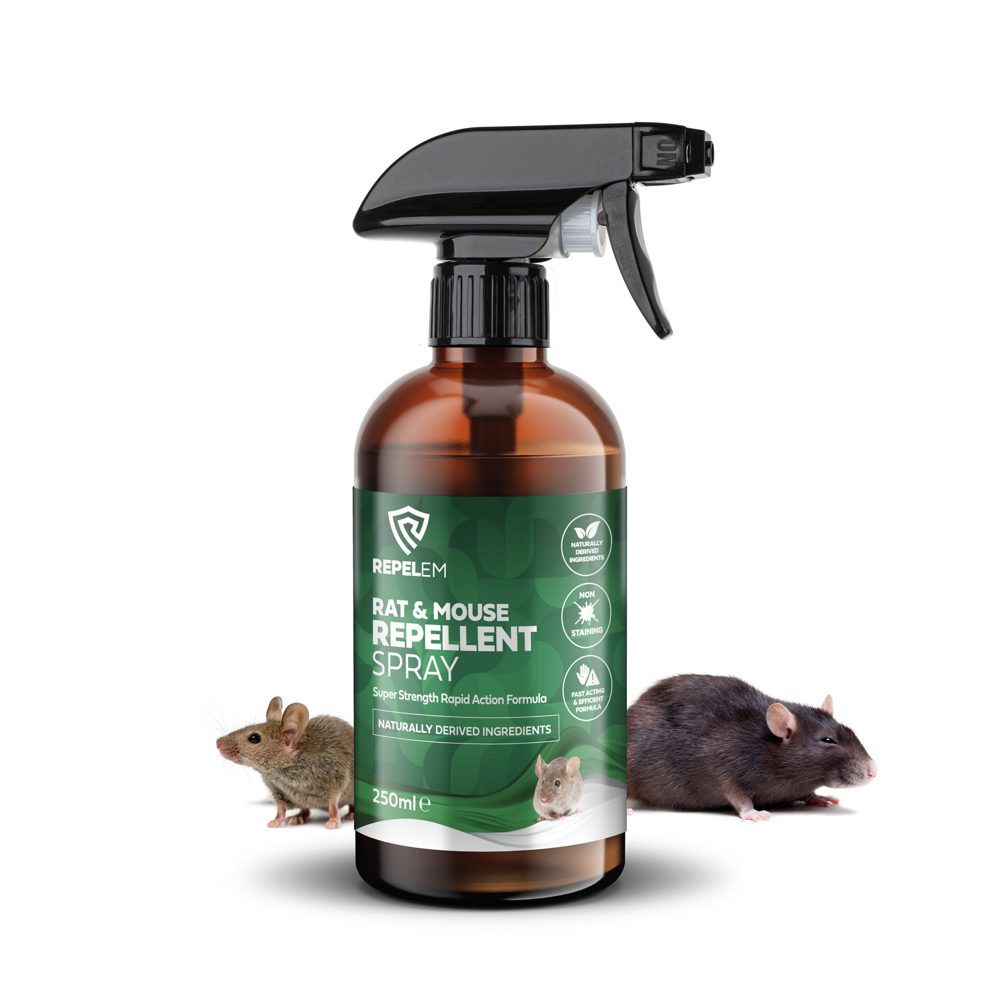 REPELEM Rat & Mouse Repellent bottle with a Rat & Mouse beside it.