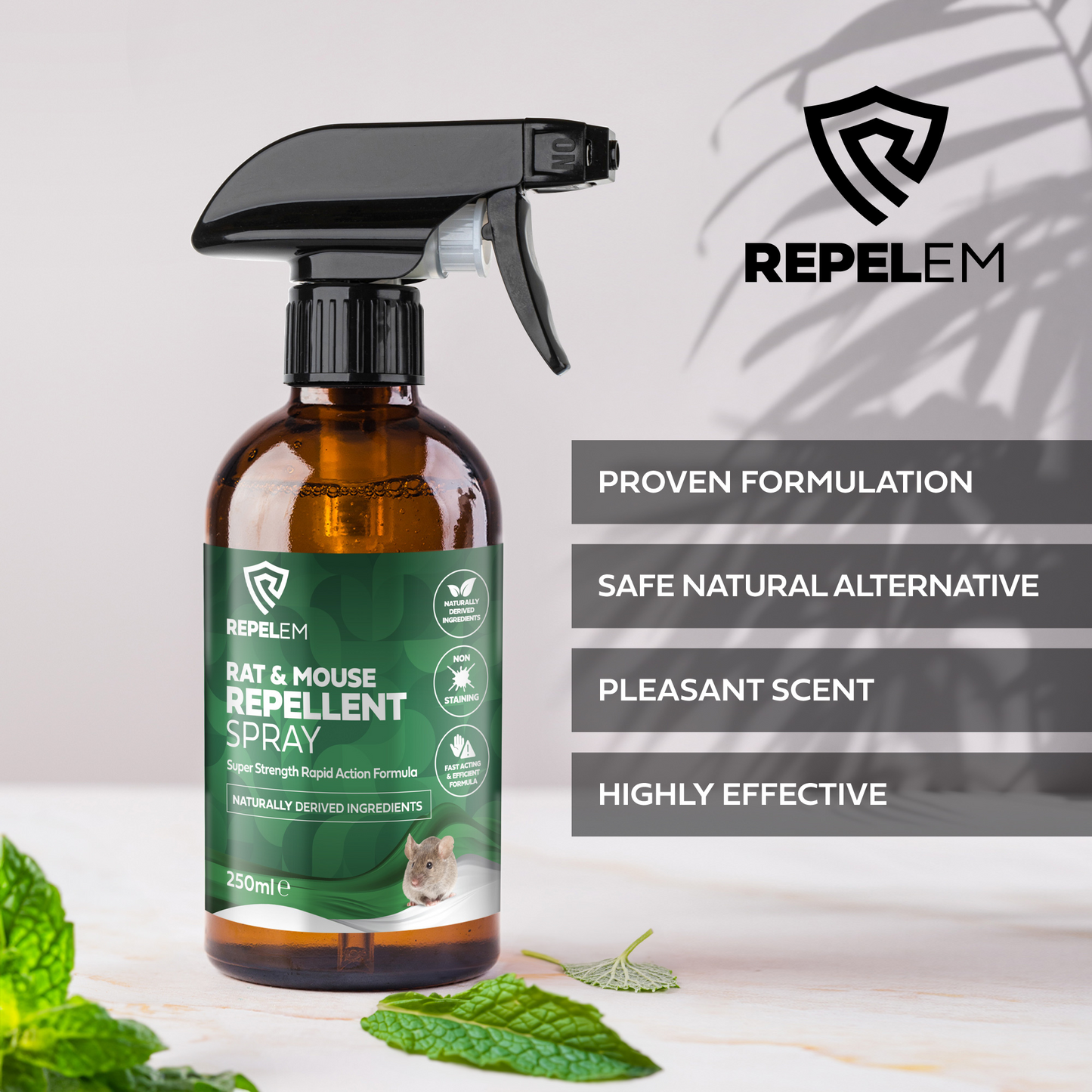 REPELEM Rat & Mouse Repellent, proven formulation, safe & natural, pleasant scent, highly effective.