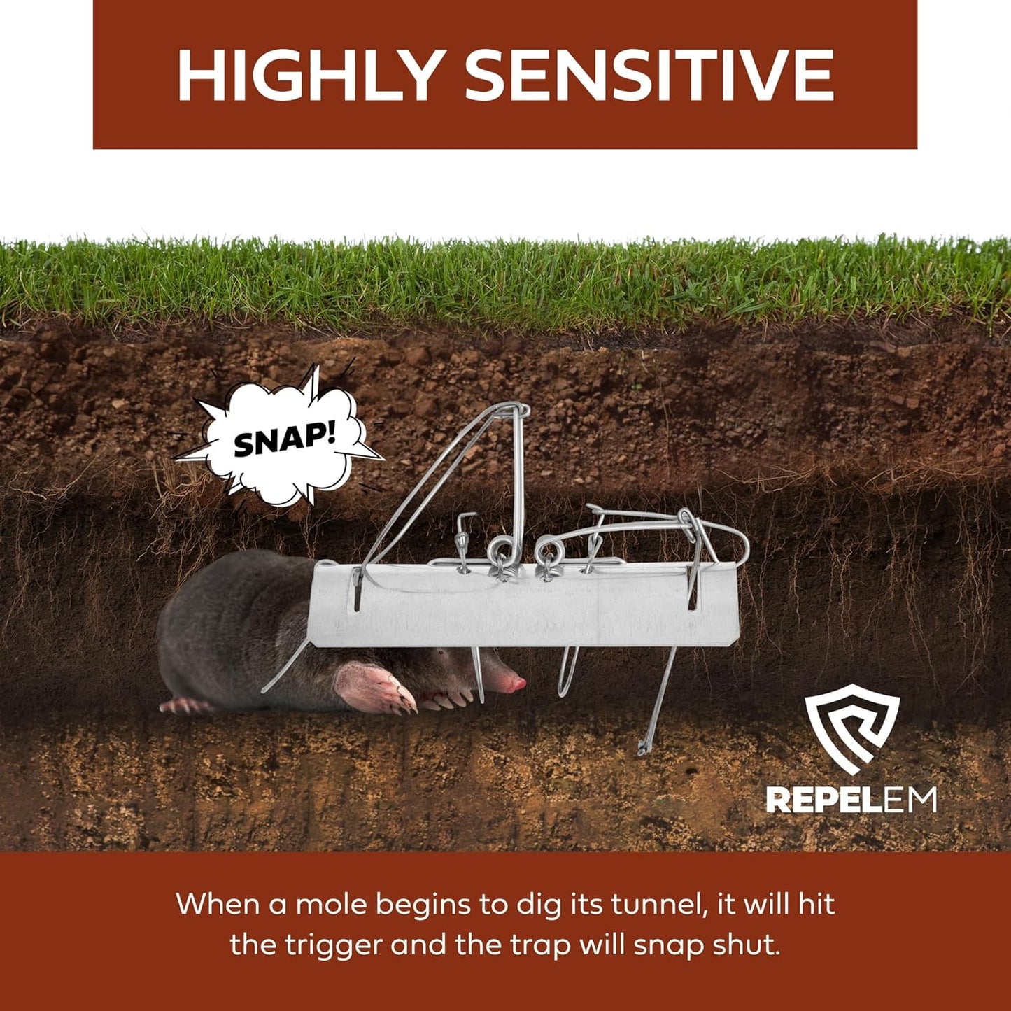 REPELEM Tunnel Mole Trap - 5 Pack