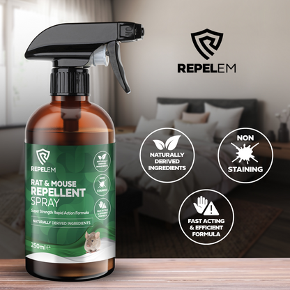 REPELEM Rat & Mouse Repellent Spray: non-staining, naturally derived ingredients, fast acting.