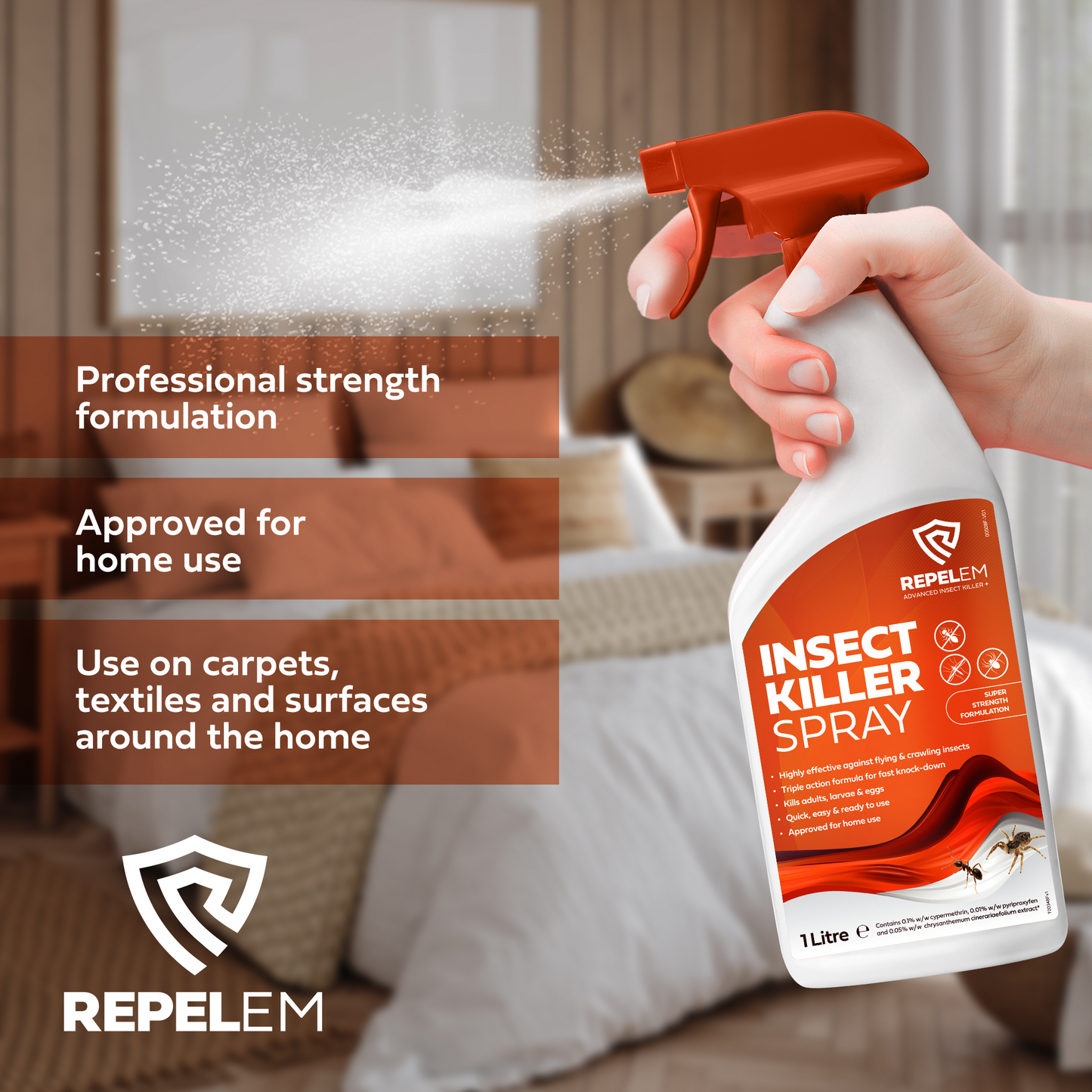 Professional strength formula, approved for home use, use on carpets, textiles and home surfaces. 