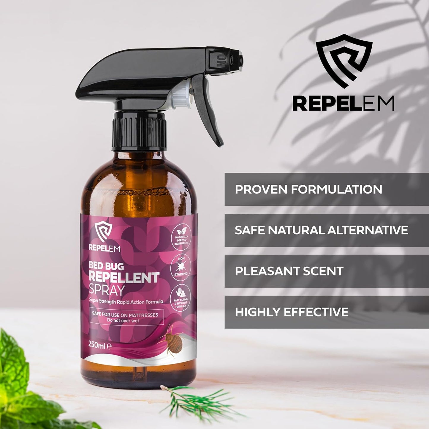 REPELEM Bed Bug Treatment Kit - 1L Bed Bug Killer Spray & 250ml Natural Repellent