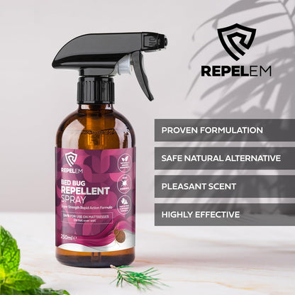 REPELEM Bed Bug Treatment Kit - 1L Bed Bug Killer Spray & 250ml Natural Repellent