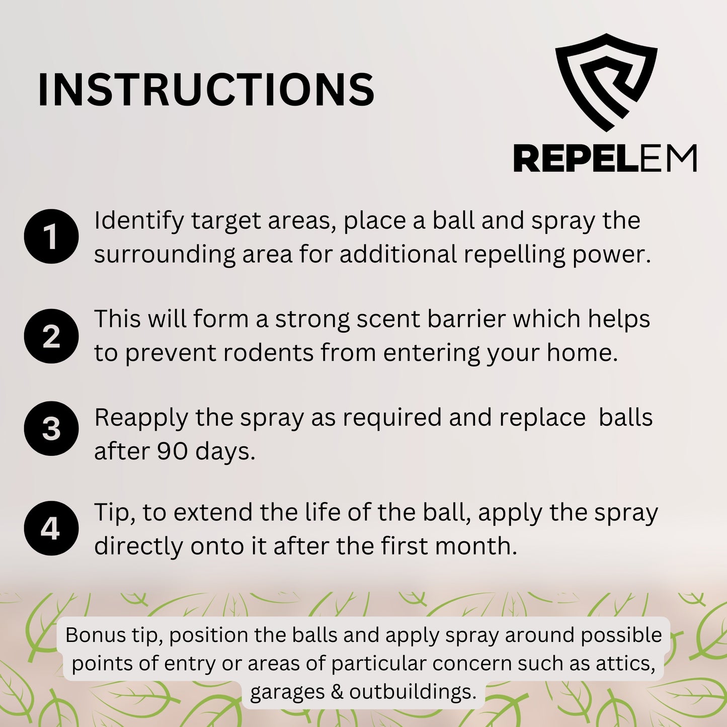 REPELEM Rat & Mouse Repellent Kit - 6 Rodent Repellent Balls & 250ml Peppermint Rodent Repellent Spray
