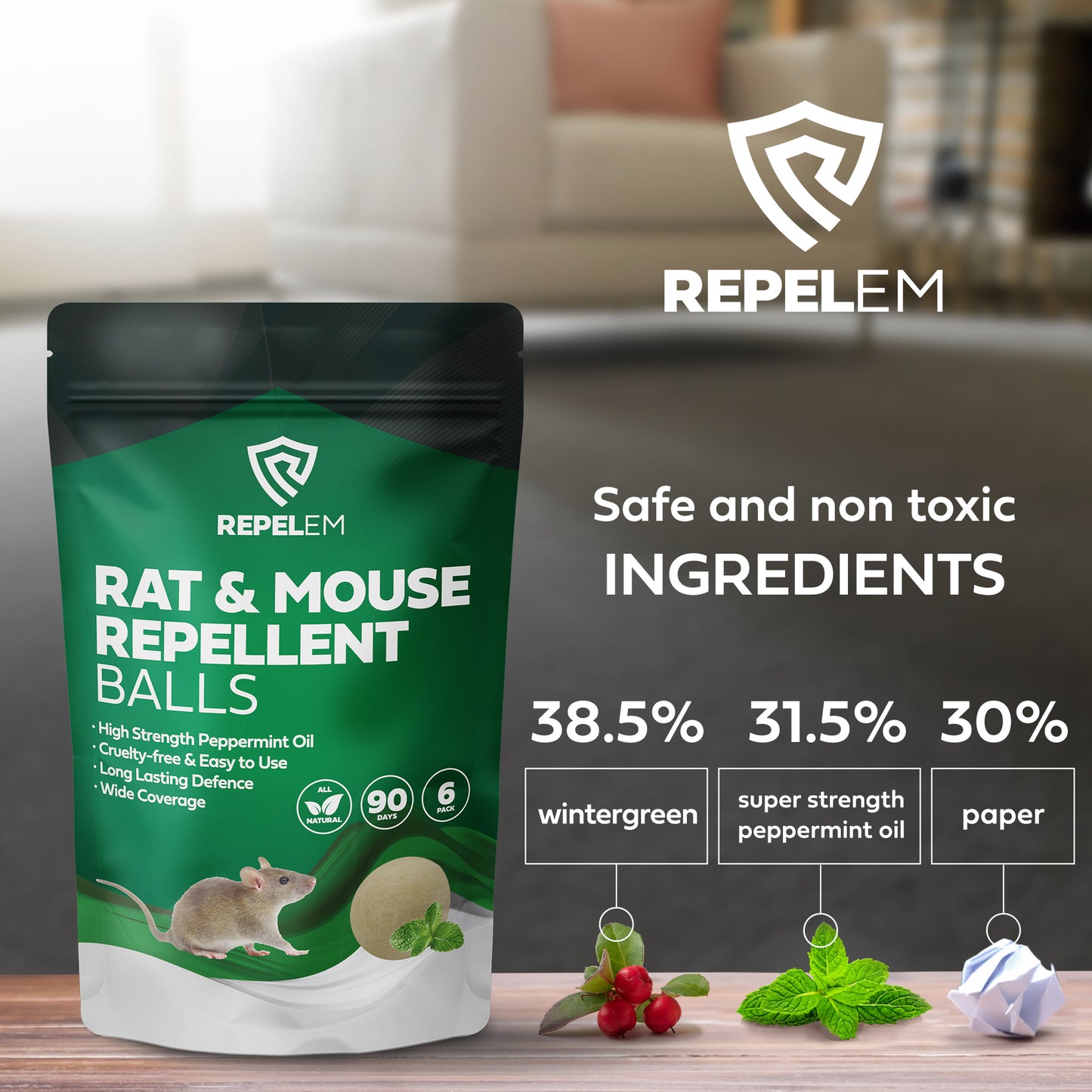 REPELEM Rat & Mouse Repellent Balls - 6 Pack